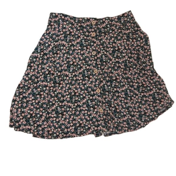 Maurices Floral High Rise Mini Skirt Button Front Womens Size Small - Picture 1 of 7